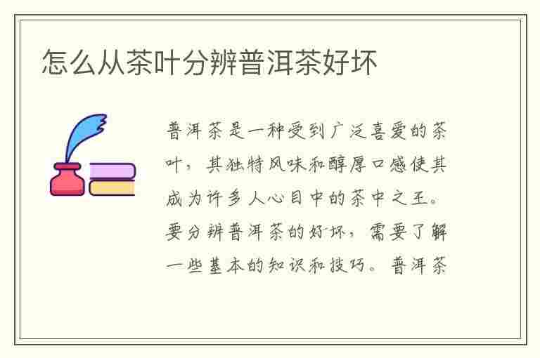 怎么从茶叶分辨普洱茶好坏(怎么从茶叶分辨普洱茶好坏呢)